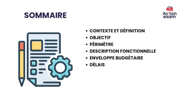 Cette mallette Actonexam va vous aider à réussir l’épreuve du cahier des charges du Mastère Marketing. Avec ces supports de cours pour mettre en oeuvre le cahier des charges, vous disposerez de toute la formation nécessaire pour bien comprendre les attentes d’une entreprise auprès d’un prestataire interne ou externe au sujet d’un projet.