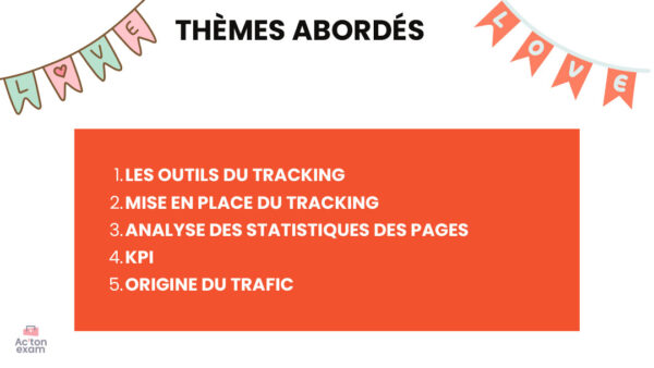 Cette mallette Actonexam va vous aider à réussir l’épreuve E5 RCDD du BTS NDRC (Négociation et Digitalisation de la Relation Client). Avec ces supports de cours sur l’analyse du trafic d’un site vitrine, vous disposerez de toute la formation nécessaire pour bien comprendre le concept de tracking et l’analyse des KPI.