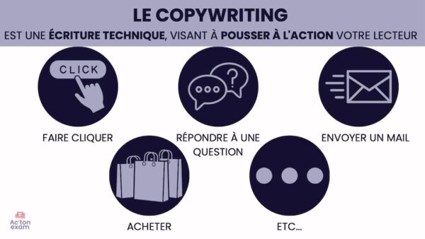 Cette mallette Actonexam va vous aider à réussir l’épreuve du copywriting en Mastère Marketing. Avec ces supports de cours pour mettre en oeuvre la rédaction avec la technique marketing du copywriting, vous disposerez de toute la formation nécessaire pour bien comprendre comment créer des contenus qui répondent aux objectifs marketing de l’entreprise.