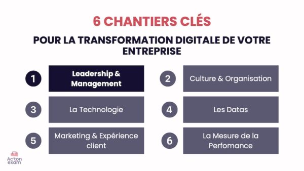 Cette mallette Actonexam va vous aider à réussir l’épreuve de transformation digitale en Mastère Marketing. Avec ces supports de cours pour mettre en œuvre la transformation digitale d’une entreprise, vous disposerez de toute la formation nécessaire pour bien comprendre comment une entreprise intègre des technologies digitales à l’ensemble de ses opérations.